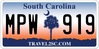 SC license plate MPW919