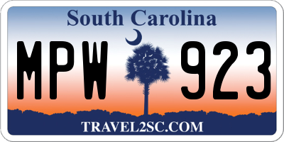 SC license plate MPW923