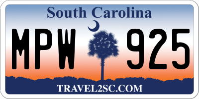 SC license plate MPW925