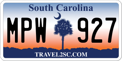 SC license plate MPW927