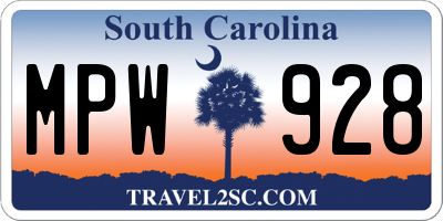 SC license plate MPW928