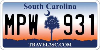 SC license plate MPW931