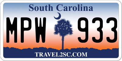 SC license plate MPW933