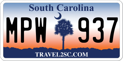 SC license plate MPW937