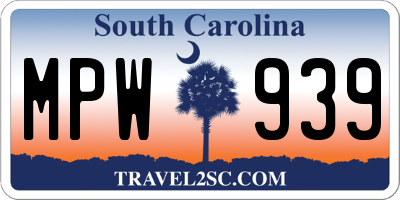 SC license plate MPW939