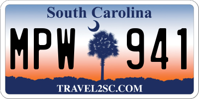 SC license plate MPW941