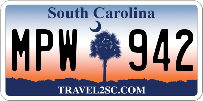 SC license plate MPW942