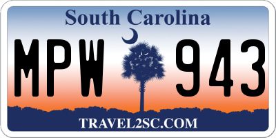 SC license plate MPW943