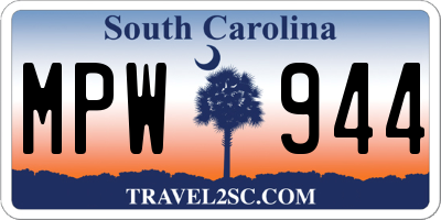 SC license plate MPW944