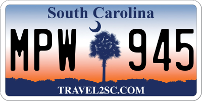 SC license plate MPW945
