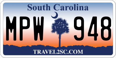 SC license plate MPW948
