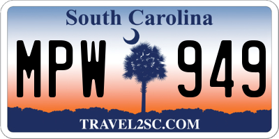 SC license plate MPW949