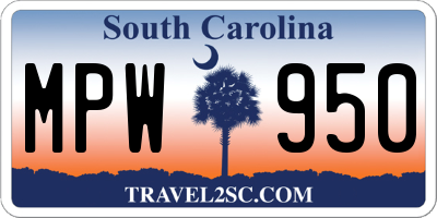 SC license plate MPW950