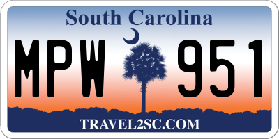 SC license plate MPW951