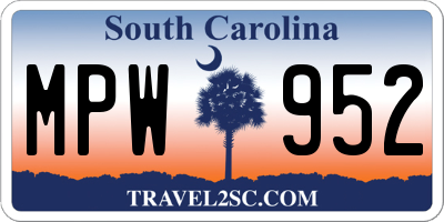 SC license plate MPW952
