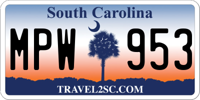 SC license plate MPW953