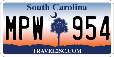 SC license plate MPW954