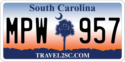 SC license plate MPW957