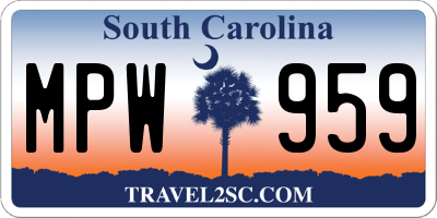 SC license plate MPW959