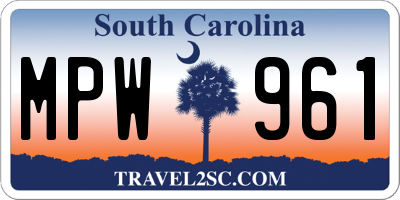 SC license plate MPW961