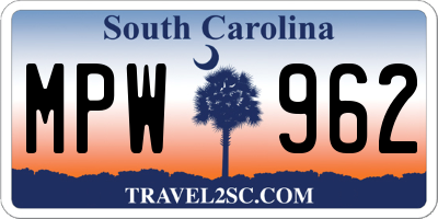 SC license plate MPW962