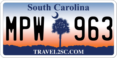 SC license plate MPW963