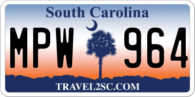 SC license plate MPW964