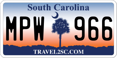 SC license plate MPW966