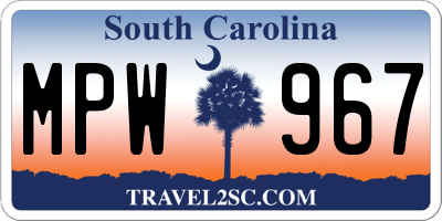 SC license plate MPW967