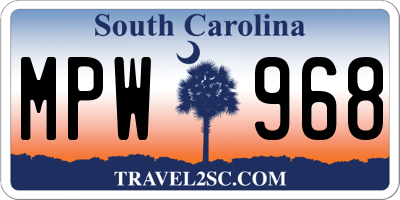 SC license plate MPW968