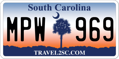 SC license plate MPW969