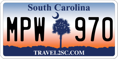 SC license plate MPW970