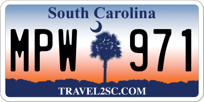 SC license plate MPW971
