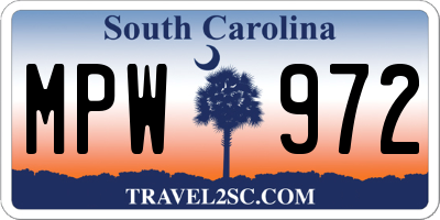 SC license plate MPW972