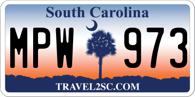 SC license plate MPW973