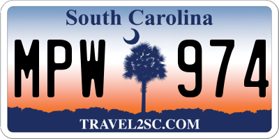 SC license plate MPW974