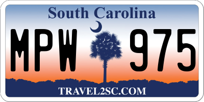SC license plate MPW975