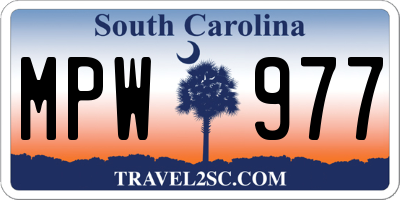 SC license plate MPW977