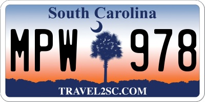 SC license plate MPW978