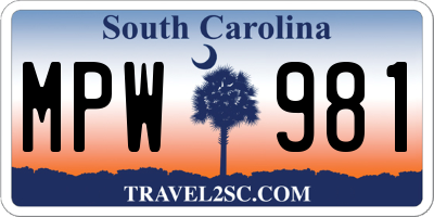 SC license plate MPW981