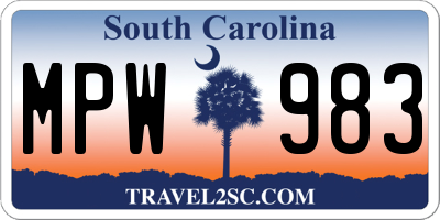 SC license plate MPW983