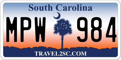 SC license plate MPW984