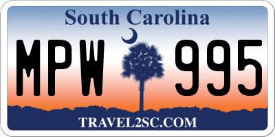 SC license plate MPW995