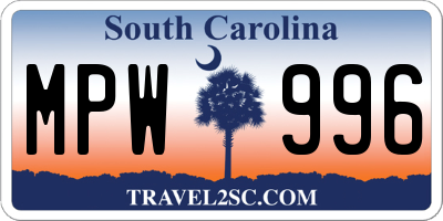 SC license plate MPW996