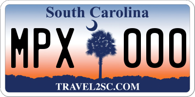 SC license plate MPX000