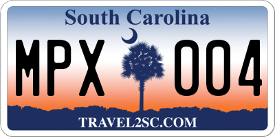 SC license plate MPX004
