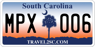 SC license plate MPX006