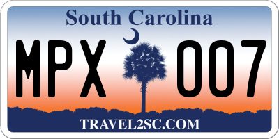 SC license plate MPX007