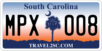SC license plate MPX008