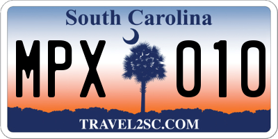 SC license plate MPX010